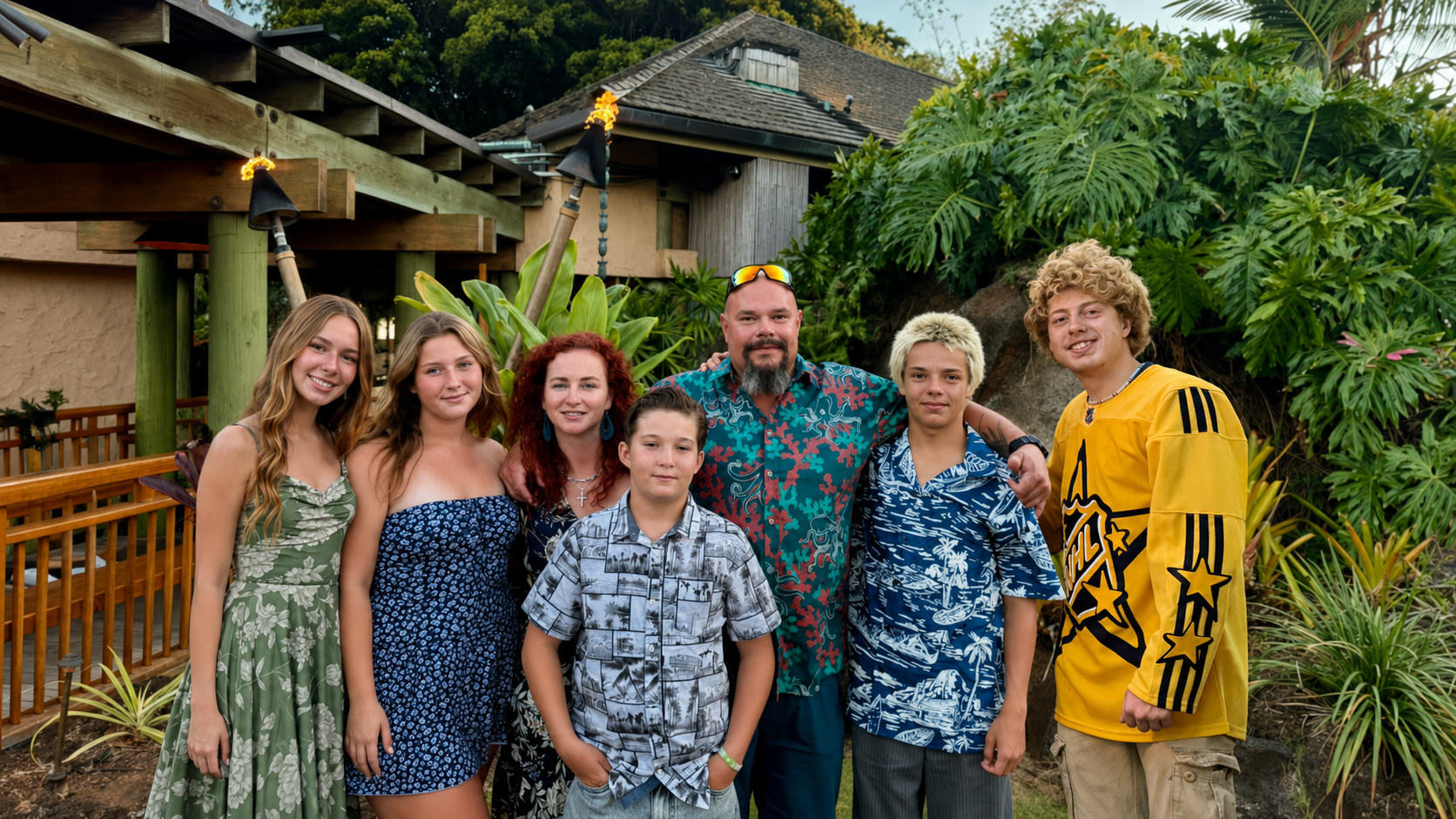 Ben Douglass with his fianc&eacute;e and their blended family
