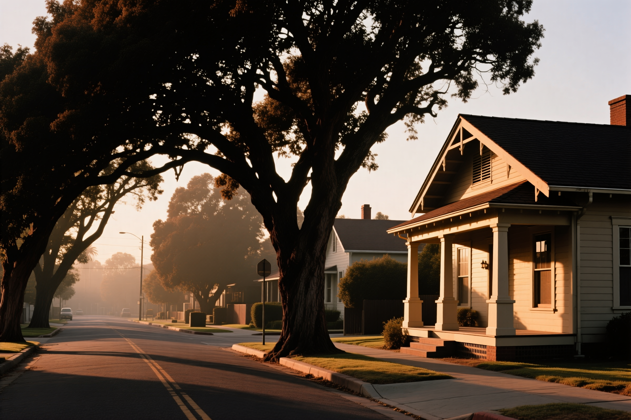 A craftsman-style bungalow in a historic Sacramento neighborhood with a wide front porch